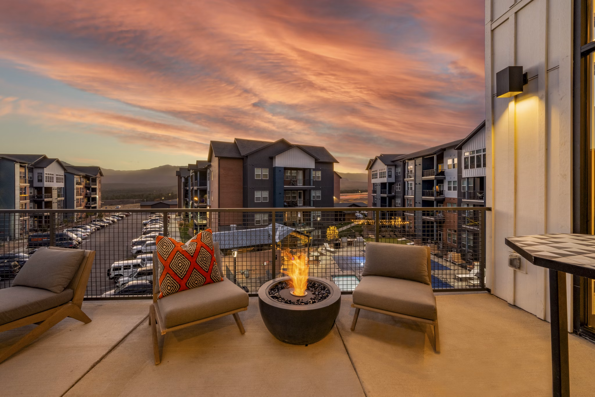 fire pit at Polaris Junction Apartments