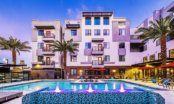 Rooftop pool with city views at 601 PAX Apartments