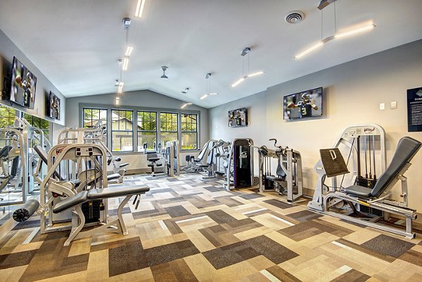 fitness center at The Becket Apartments