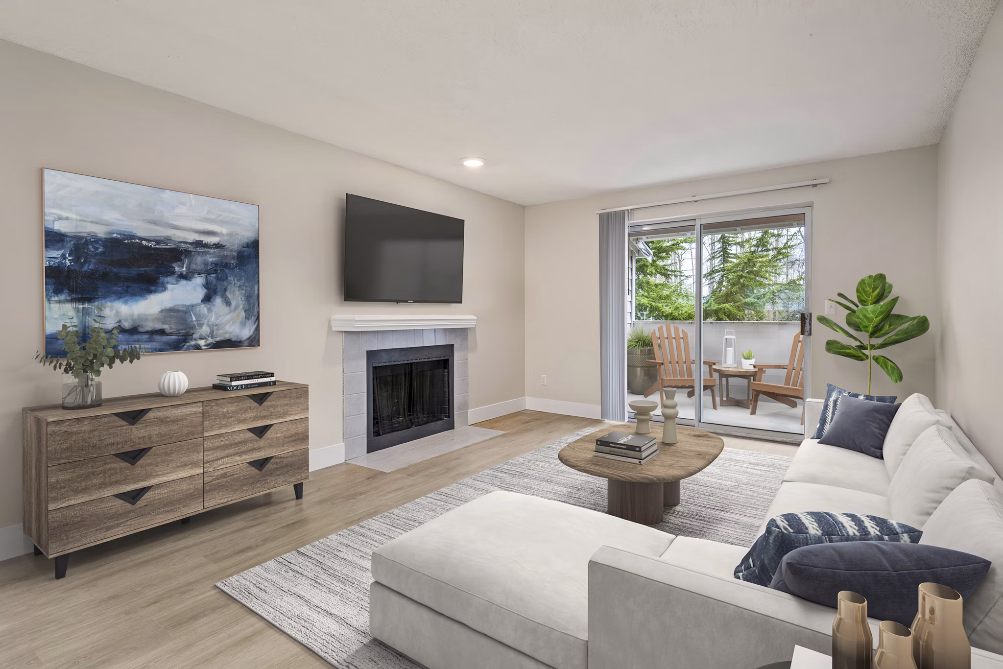 living room at The Becket Apartments