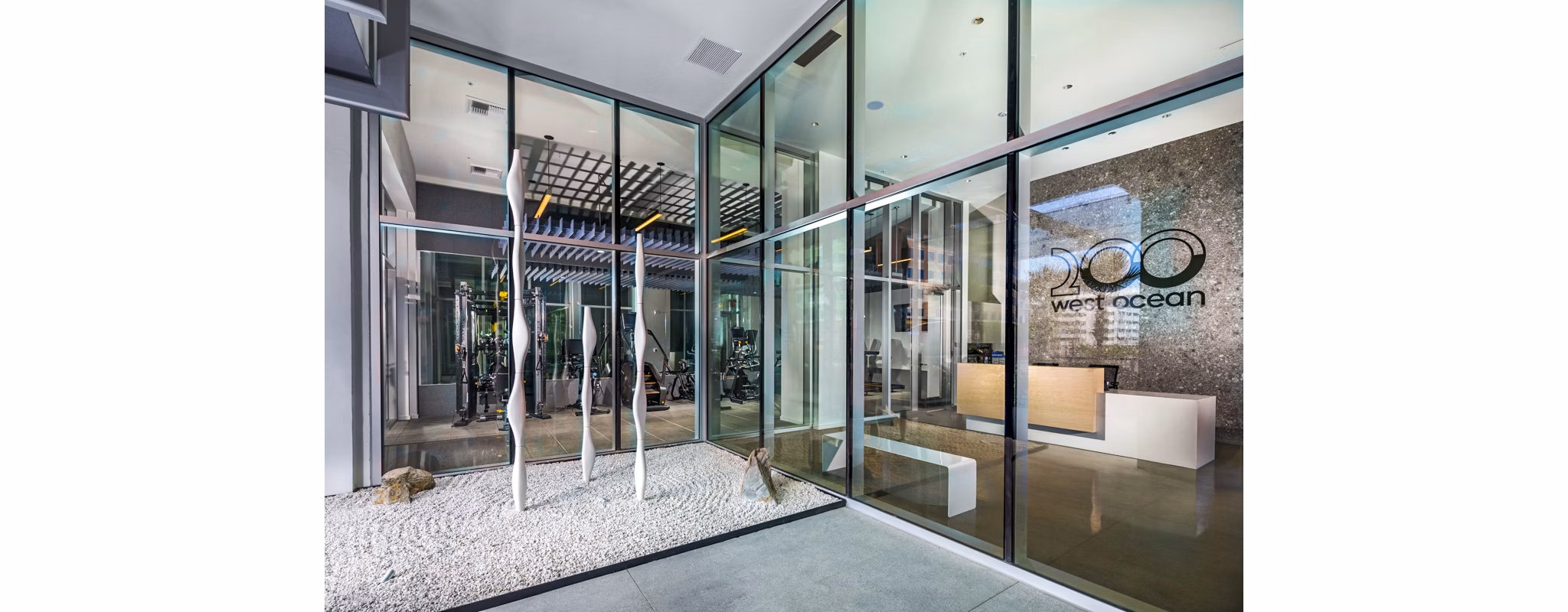 Grand entrance at 200 West Ocean Apartments: Contemporary luxury living in Long Beach
