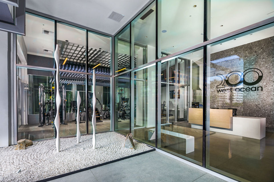 Grand entrance at 200 West Ocean Apartments: Contemporary luxury living in Long Beach