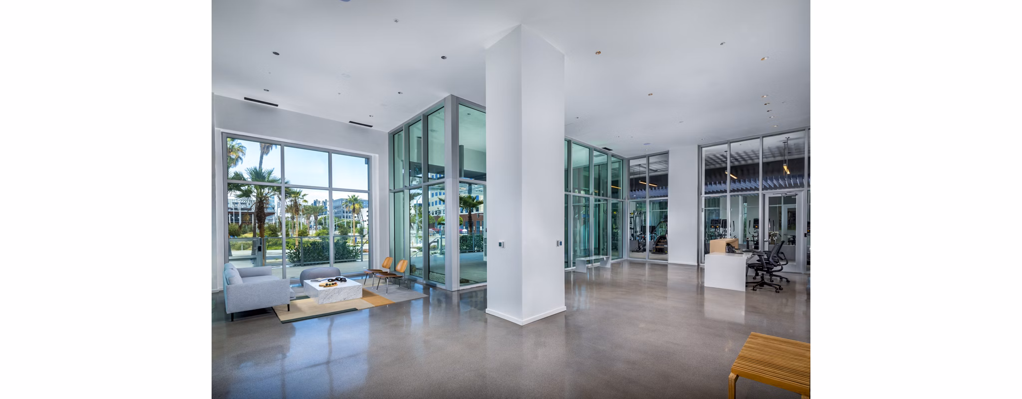 Inviting entry with modern design and elegant decor at 200 West Ocean Apartments