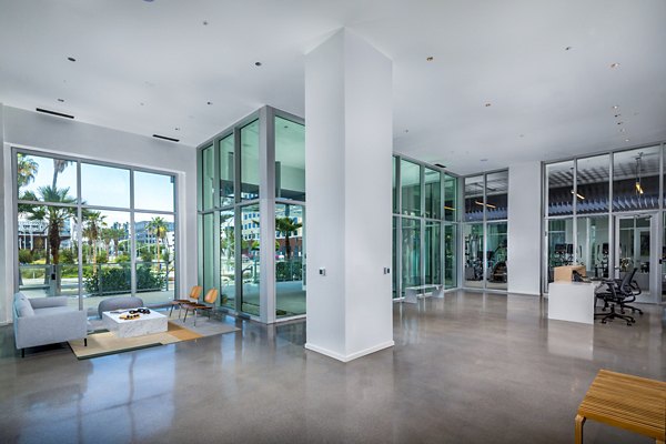 Inviting entry with modern design and elegant decor at 200 West Ocean Apartments