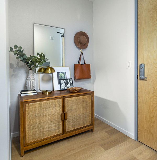 Elegant entryway with modern decor at 200 West Ocean Apartments