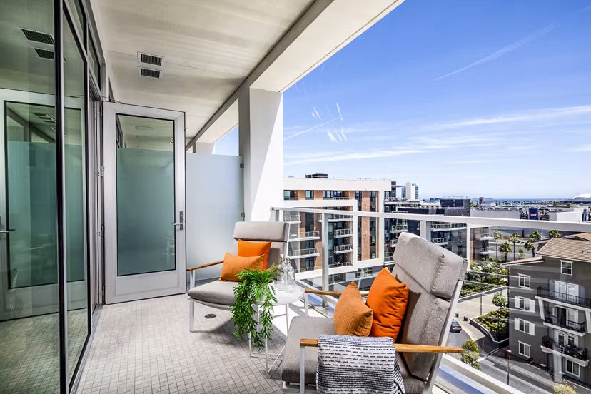 Private balcony with stunning ocean views at 200 West Ocean Apartments
