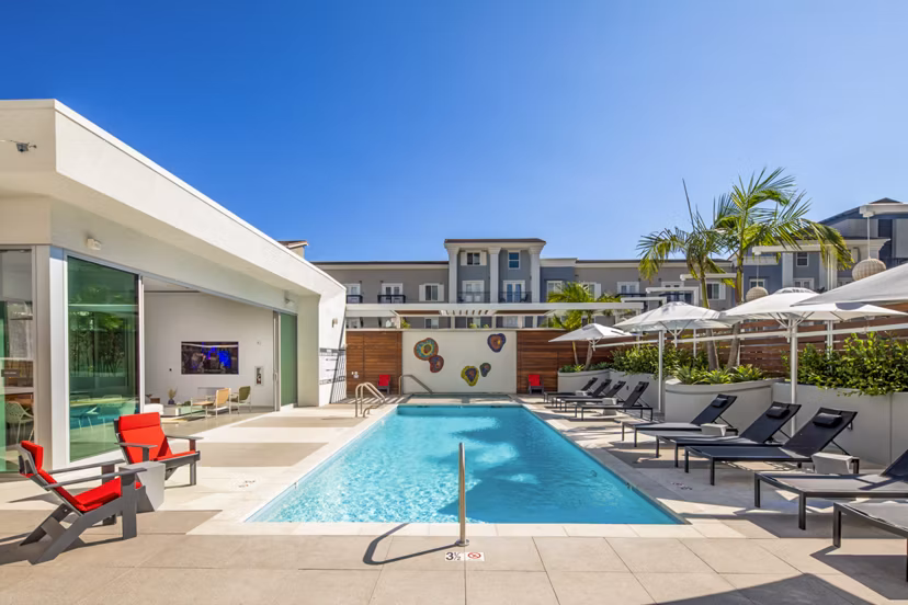 Luxurious rooftop pool with ocean views at 200 West Ocean Apartments
