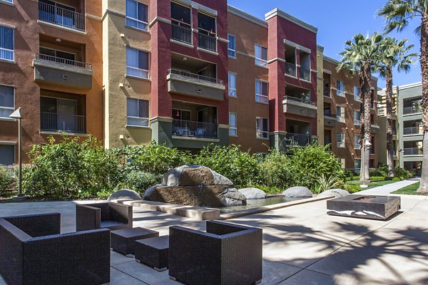 Waterford Place Apartments: Elegant courtyard view and modern architecture in urban setting
