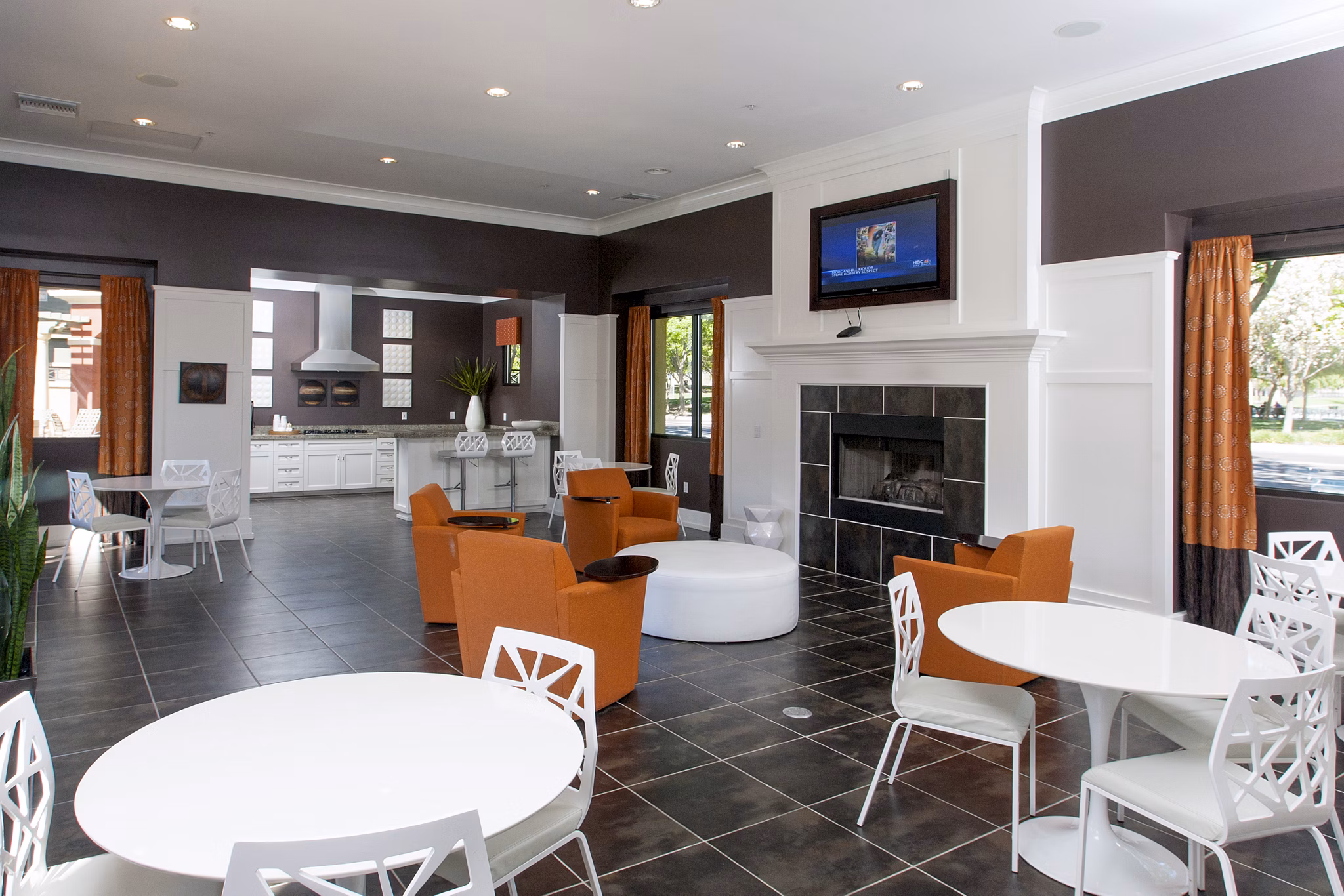 Elegant clubhouse with stylish furnishings at Waterford Place Apartments, providing a luxurious experience for residents