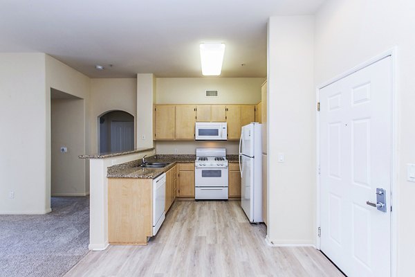 Modern kitchen with stainless steel appliances at Waterford Place Apartments
