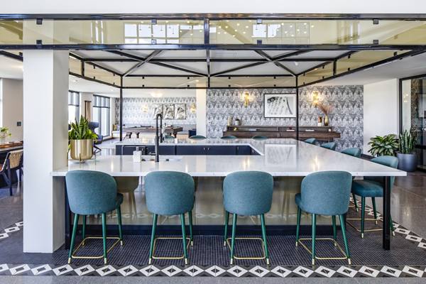 clubhouse/lobby at DriveTrain Apartments