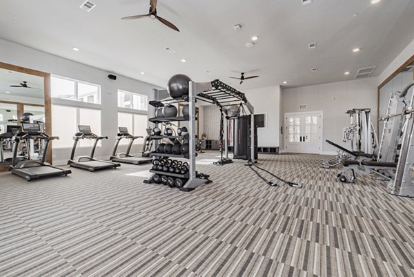 fitness center at Elan Denton Apartments