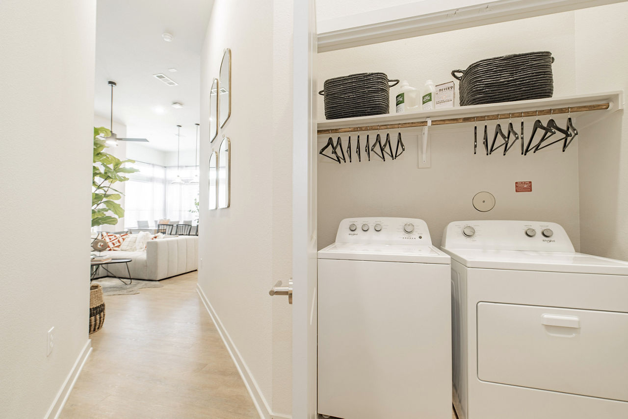 Laundry room at Elan Denton