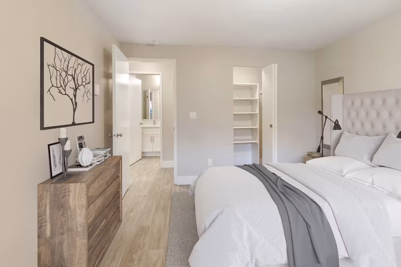 Bedroom featuring modern design elements in Avana Chestnut Hills Apartments