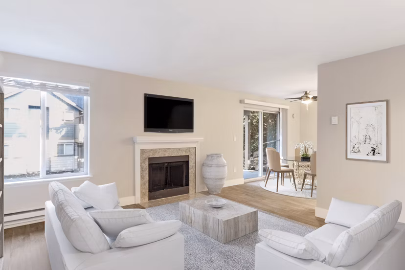 Spacious living room with modern decor at Avana Chestnut Hills Apartments