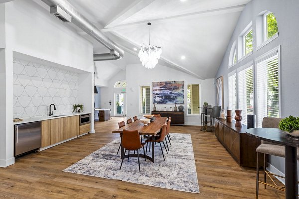 Clubhouse lobby featuring modern seating and elegant decor in Avana Hamptons Apartments