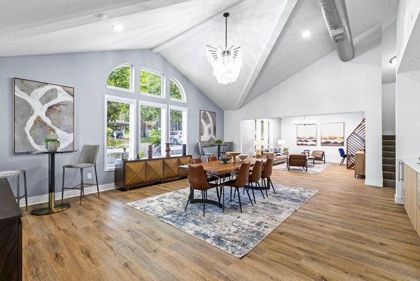 Clubhouse lobby featuring modern design and seating at Avana Hamptons Apartments