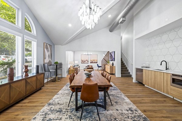 Clubhouse lobby with sleek modern design at Avana Hamptons Apartments, featuring stylish seating and contemporary decor