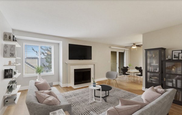 Spacious living room with contemporary design at Avana Hamptons Apartments, showcasing luxury living spaces and modern amenities