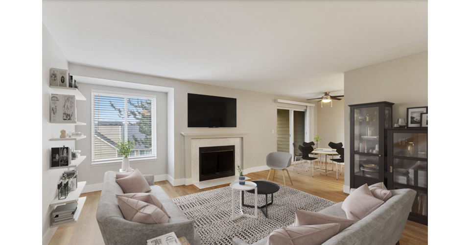 Spacious living room with contemporary design at Avana Hamptons Apartments, showcasing luxury living spaces and modern amenities