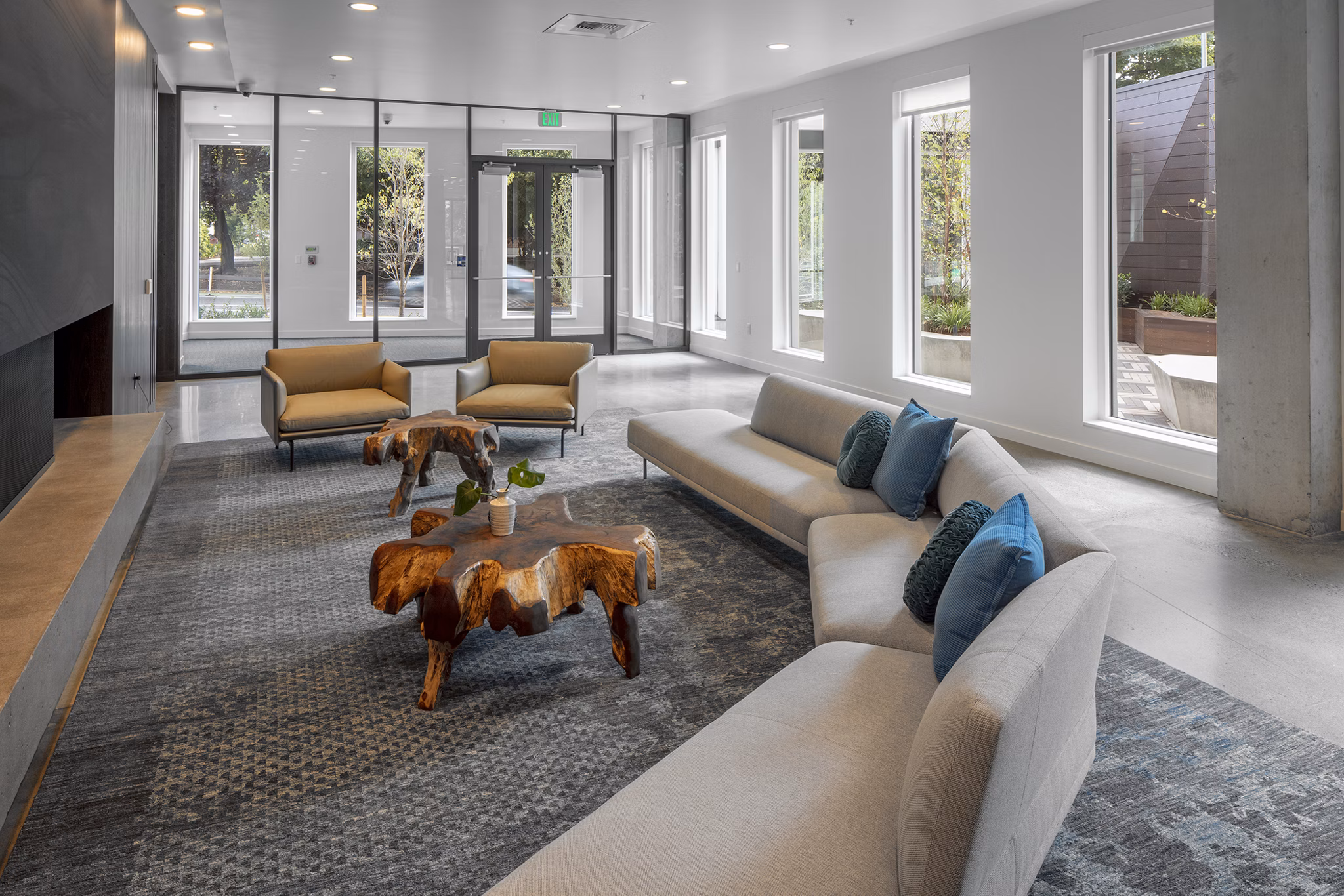 Contemporary clubhouse with modern decor at The Payton Apartments