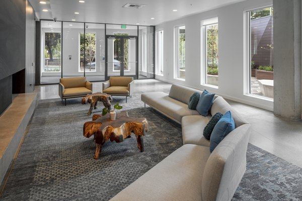 Contemporary clubhouse with modern decor at The Payton Apartments