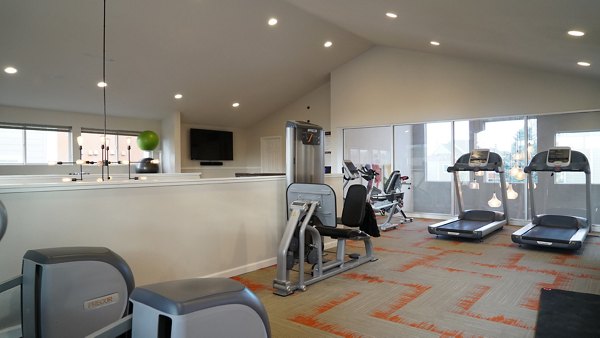 State-of-the-art fitness center with modern equipment at Copper Terrace Apartments