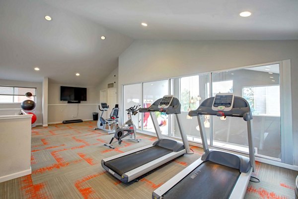 State-of-the-art fitness center with modern equipment at Copper Terrace Apartments