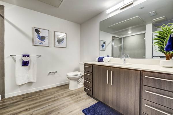 bathroom at The Exchange at Bayfront Apartments