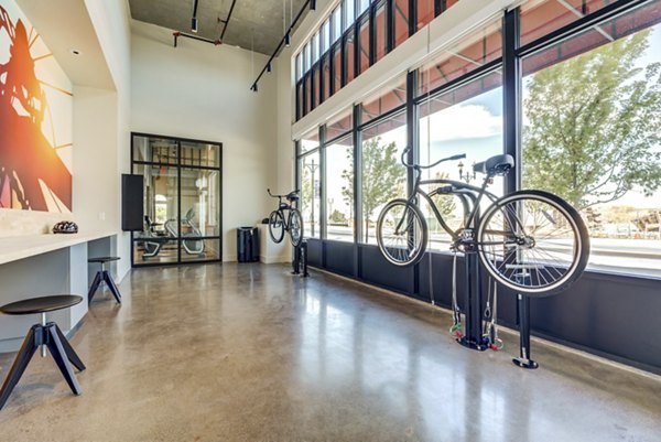 Secure bike storage at The Exchange at Bayfront Apartments offering residents convenient and safe cycling amenities