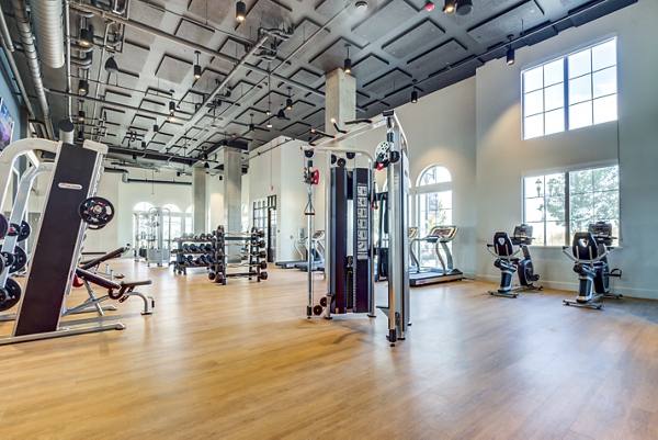 fitness center at The Exchange at Bayfront Apartments