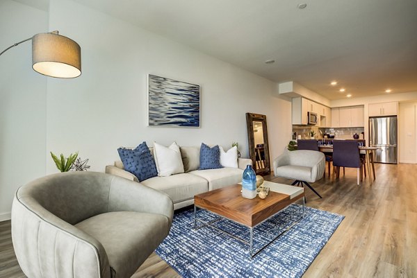 living room at The Exchange at Bayfront Apartments