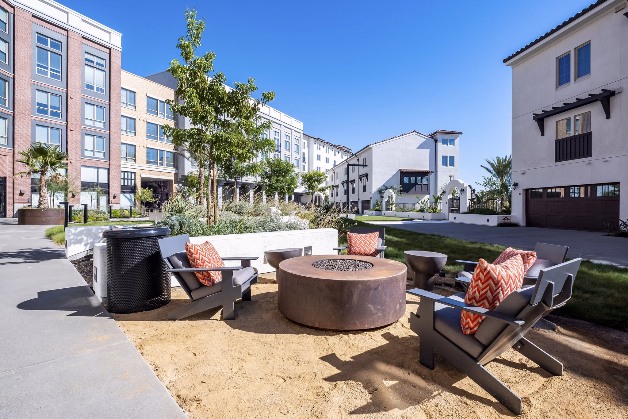 fire pit at The Exchange at Bayfront Apartments
