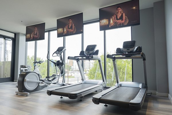 State-of-the-art fitness center with modern equipment at Cheatham Street Flats Apartments