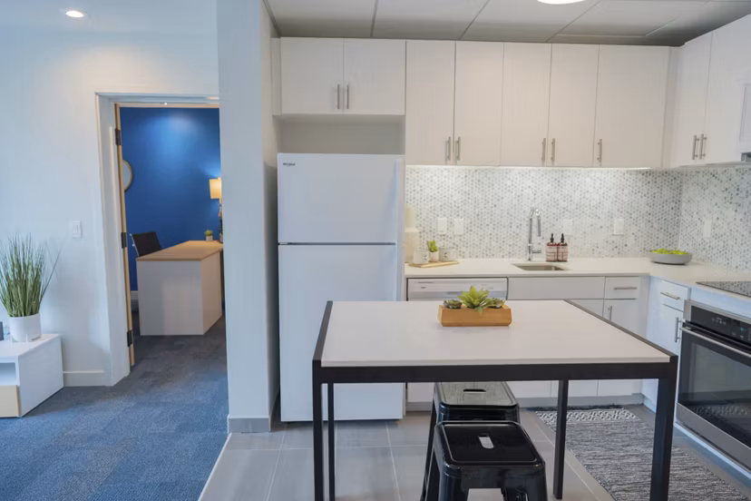 Modern kitchen with stainless steel appliances at Cheatham Street Flats Apartments