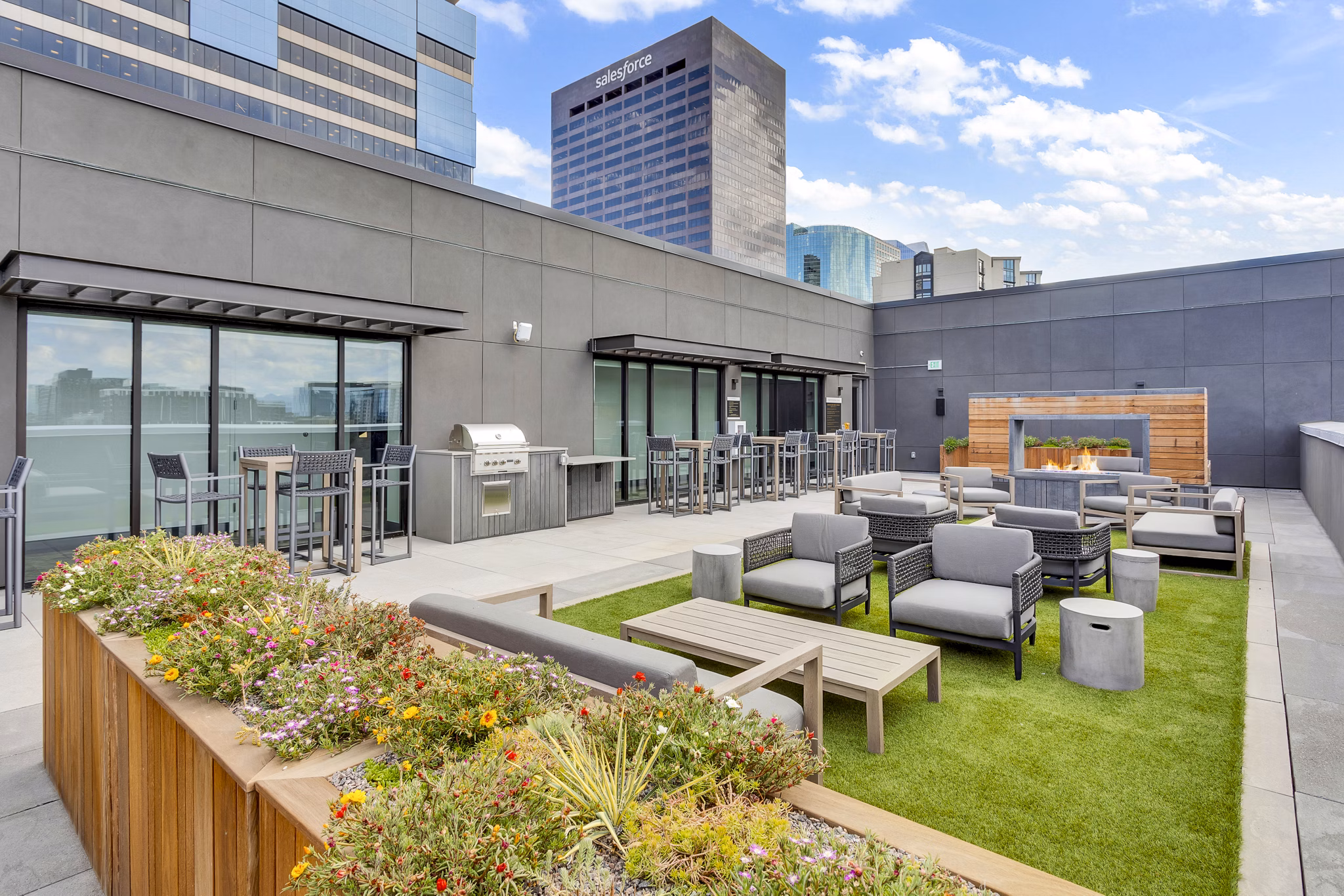 Private patio with scenic views at The Fitzgerald Apartments
