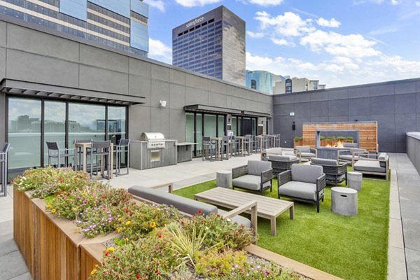 Private patio with scenic views at The Fitzgerald Apartments