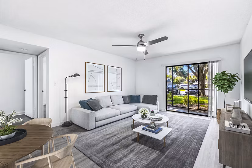Modern living room with elegant furnishings at Avana Lakeview Apartments
