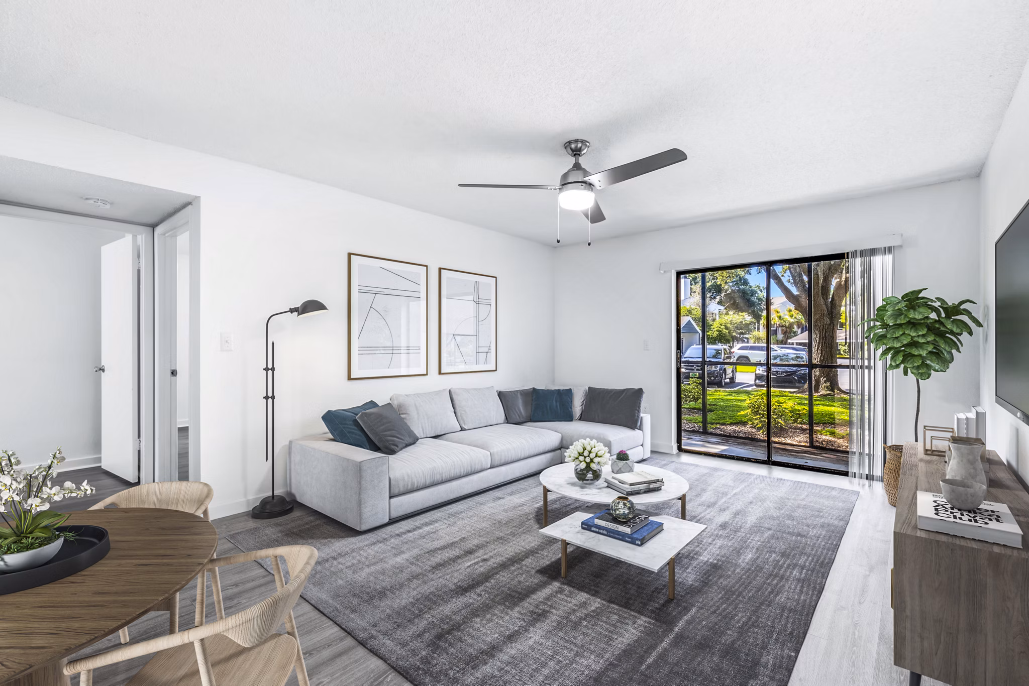 Modern living room with elegant furnishings at Avana Lakeview Apartments