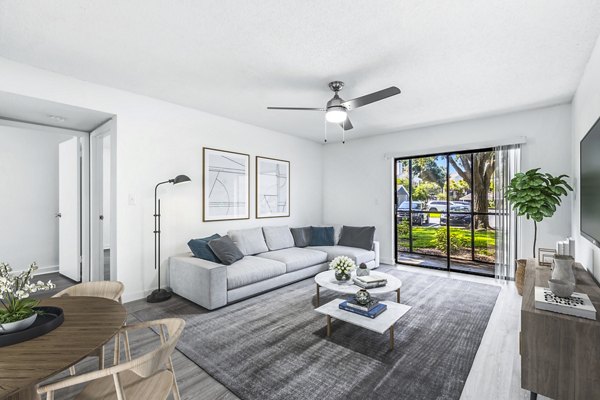 Modern living room with elegant furnishings at Avana Lakeview Apartments