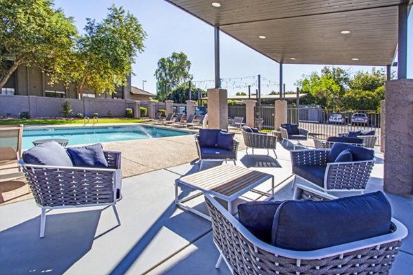 pool/patio at Riverside Apartments
