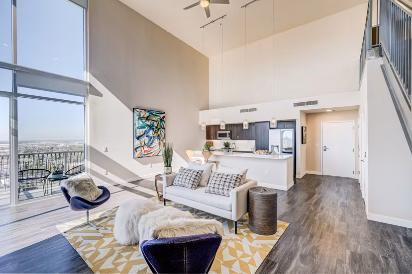 living room at The Stewart Apartments