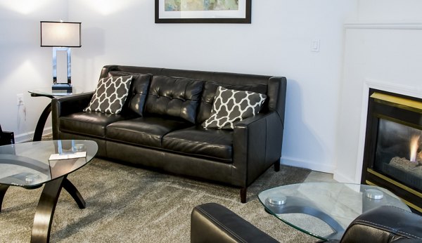 Spacious living room with modern decor at Hidden Lakes Apartments, perfect for luxury living