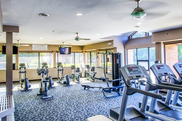 State-of-the-art fitness center with cardio and strength equipment at Laurel Valley Apartments