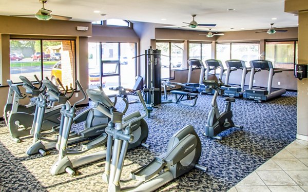 Modern fitness center featuring cardio and strength equipment at Laurel Valley Apartments