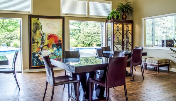 Clubhouse lobby featuring modern seating and stylish decor at Oak Hill Apartments, ideal for relaxation and socializing