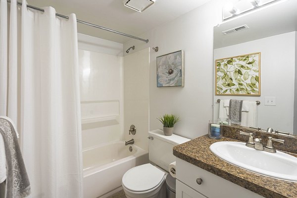 Modern bathroom with sleek fixtures at Shoal Creek Apartments