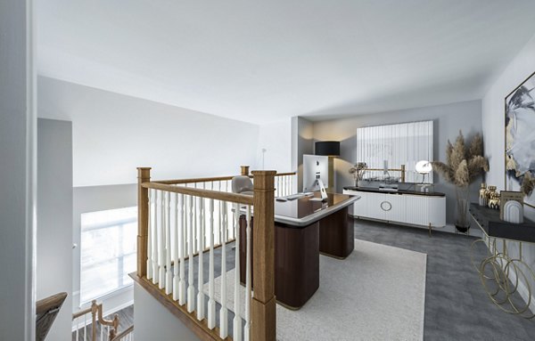 Cozy loft-style home office/bedroom with modern dÃ©cor at Marquee at Andover Apartments, luxurious living spaces in a prime location