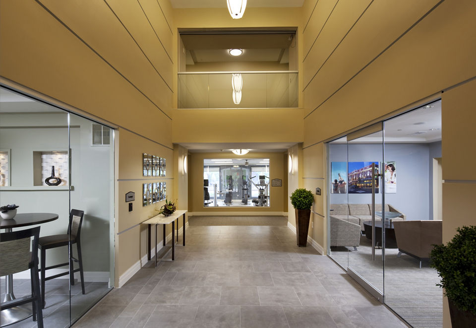 Elegant clubhouse with modern furnishings at Marquee at Andover Apartments, ideal for social gatherings and community events