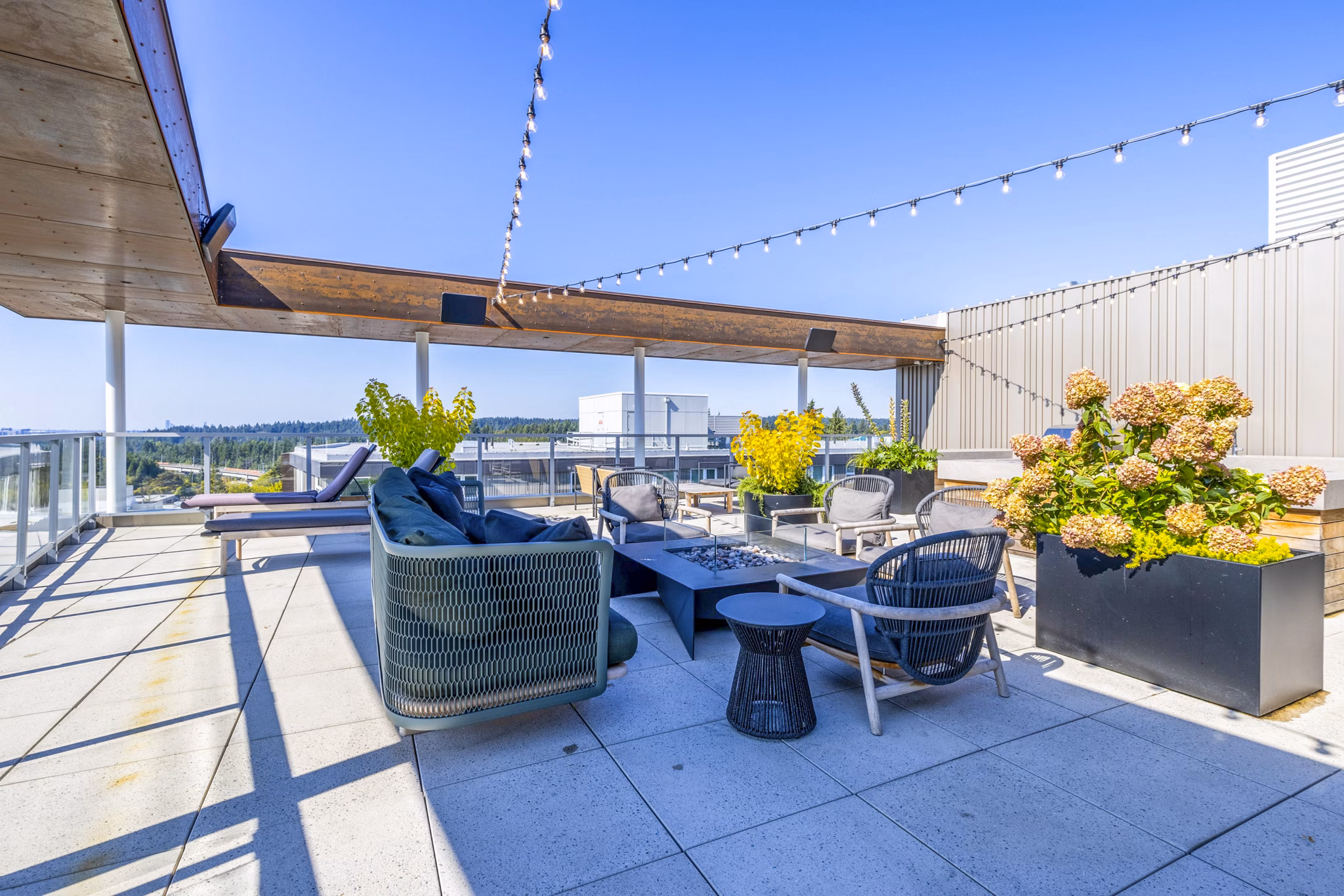 Cozy fire pit on a stylish patio at Verde Esterra Park Apartments